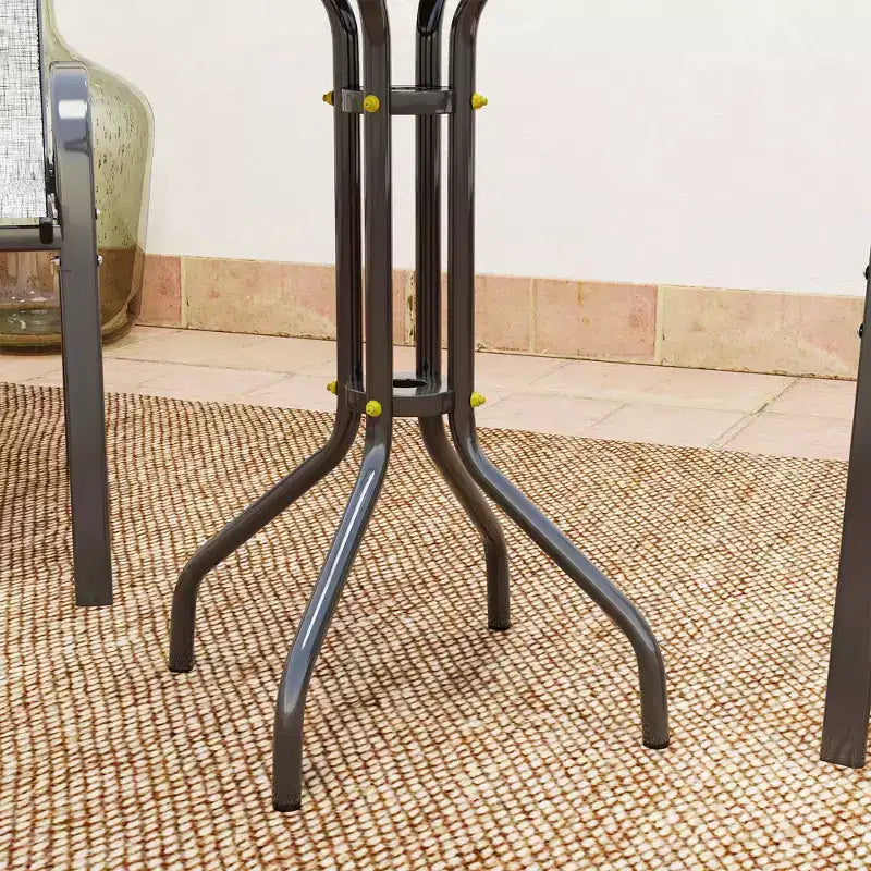 Outsunny Ensemble Bistrot d'extérieur 3 pièces, Mobilier de Jardin avec Chaises Empilables et Table en Verre, Petit Salon de Jardin Dossier Haut pour Balcon, Porche