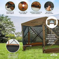 Tonnelle escamotable 12 x 12 Hike Crew, auvent de tente d'extérieur à 6 côtés avec piquets, cordes et plus