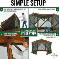 Tonnelle escamotable 12 x 12 Hike Crew, auvent de tente d'extérieur à 6 côtés avec piquets, cordes et plus