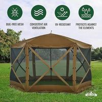 Tonnelle escamotable 12 x 12 Hike Crew, auvent de tente d'extérieur à 6 côtés avec piquets, cordes et plus