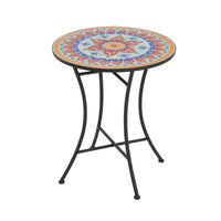 Christopher Knight Home Priscilla Ensemble bistro pliable d'extérieur 3 pièces en carrelage céramique et fer, Noir/Rouge