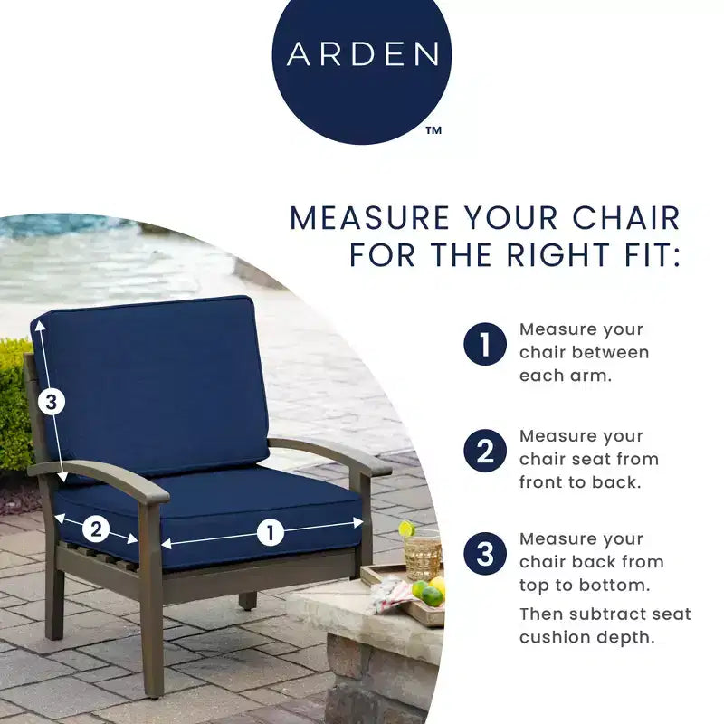 ARDEN Coussin Adirondack en mousse pour extérieur, lot de 2, 21,5 x 19, hydrofuge, resistant à la decoloration, coussin en mousse pour chaises Adirondack 21,5 x 19