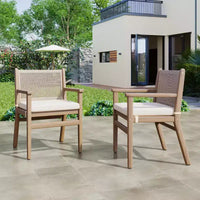 Christopher Knight Home Wecker Chaises de salle à manger d'extérieur en corde tressée et bois d'acacia (lot de 2), beige/marron clair