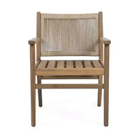 Christopher Knight Home Wecker Chaises de salle à manger d'extérieur en corde tressée et bois d'acacia (lot de 2), beige/marron clair