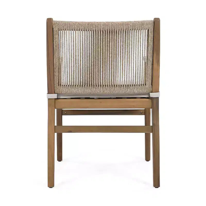 Christopher Knight Home Wecker Chaises de salle à manger d'extérieur en corde tressée et bois d'acacia (lot de 2), beige/marron clair