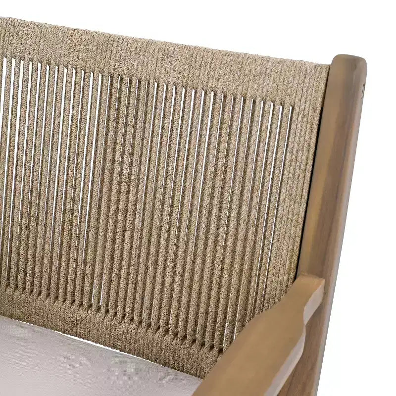 Christopher Knight Home Wecker Chaises de salle à manger d'extérieur en corde tressée et bois d'acacia (lot de 2), beige/marron clair