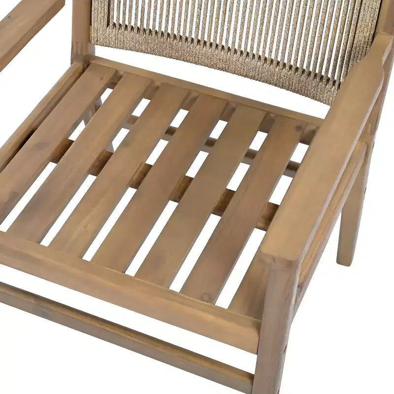 Christopher Knight Home Wecker Chaises de salle à manger d'extérieur en corde tressée et bois d'acacia (lot de 2), beige/marron clair
