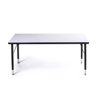 Ensemble table et chaises d'activité Bintiva 24x48, table à bord pulvérisé noir à pieds réglables et 4 chaises de classe ZUUL 14 bleues