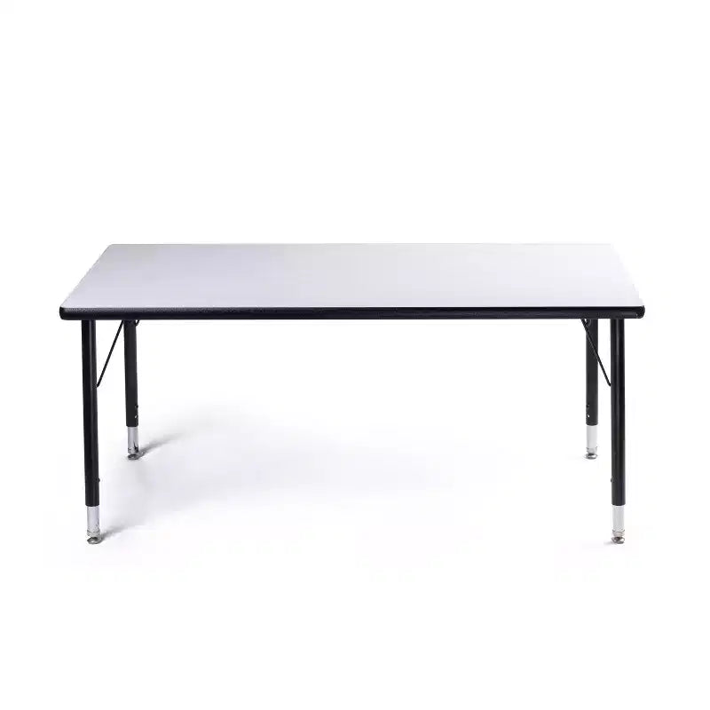 Ensemble table et chaises d'activité Bintiva 24x48, table à bord pulvérisé noir à pieds réglables et 4 chaises de classe ZUUL 14 bleues