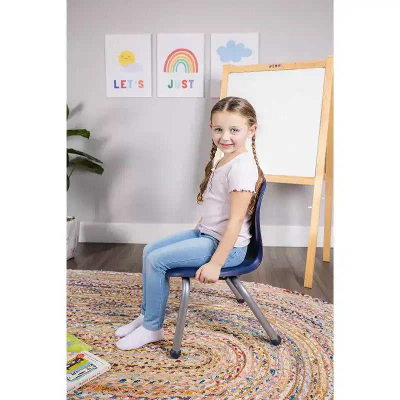 Ensemble table et chaises d'activité Bintiva 24x48, table à bord pulvérisé noir à pieds réglables et 4 chaises de classe ZUUL 14 bleues