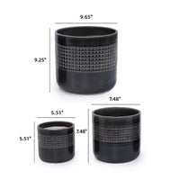 MAYEERTY Pot de fleurs en ceramique 3 pièces, jardinière moderne noire pour patio, jardin et rebords de fenêtre