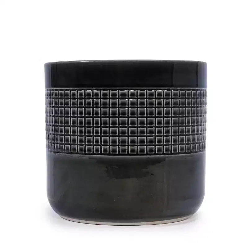 MAYEERTY Pot de fleurs en ceramique 3 pièces, jardinière moderne noire pour patio, jardin et rebords de fenêtre