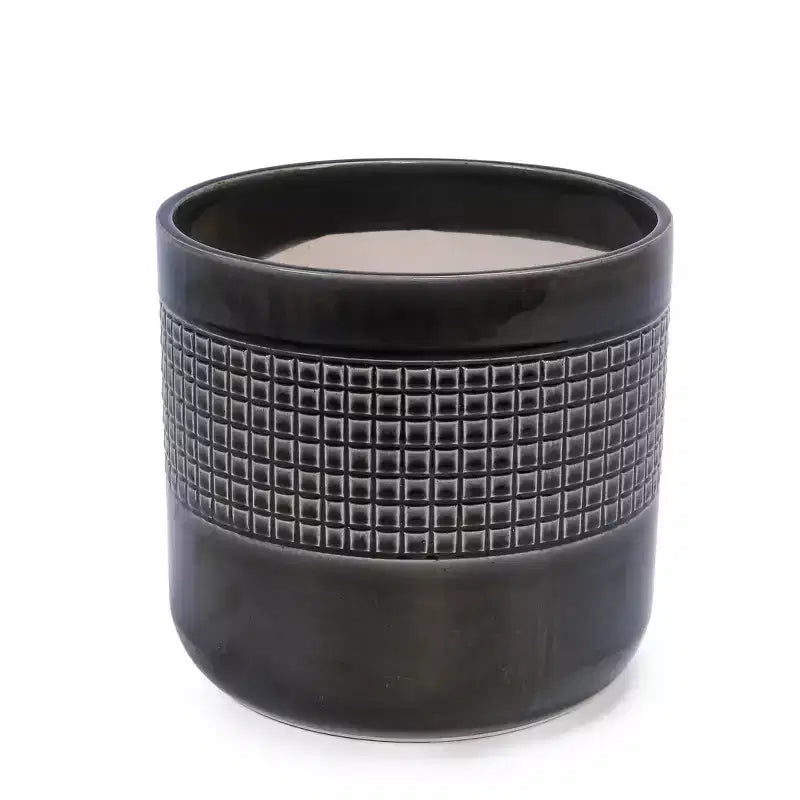 MAYEERTY Pot de fleurs en ceramique 3 pièces, jardinière moderne noire pour patio, jardin et rebords de fenêtre