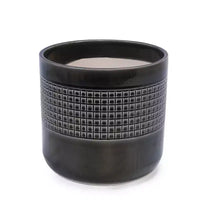 MAYEERTY Pot de fleurs en ceramique 3 pièces, jardinière moderne noire pour patio, jardin et rebords de fenêtre