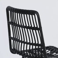 HOMCOM tabourets de bar hauteur comptoir en rotin lot de 2, 26 tabourets de bar en osier avec dossier, chaises de bar pour îlot de cuisine, comptoir de cuisine, salle à manger, noir
