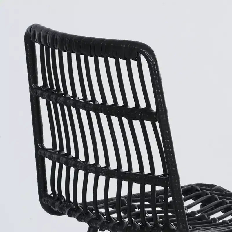 HOMCOM tabourets de bar hauteur comptoir en rotin lot de 2, 26 tabourets de bar en osier avec dossier, chaises de bar pour îlot de cuisine, comptoir de cuisine, salle à manger, noir