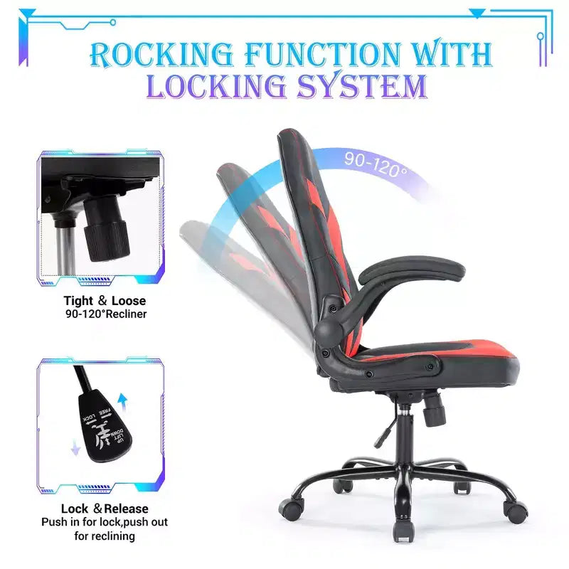 Chaise de jeu ultime JIONJOY : ergonomique, en cuir PU, chaise de bureau de direction avec accoudoirs relevables