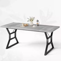 Table de salle à manger WhizMax pour 6-8 personnes, table de cuisine rectangulaire en bois de 180 cm avec pieds en métal, table de salle à manger pour salle à manger, cuisine, marron