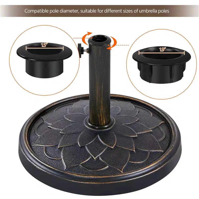 Pied de parasol Yaheetech robuste avec motif pétales de fleurs