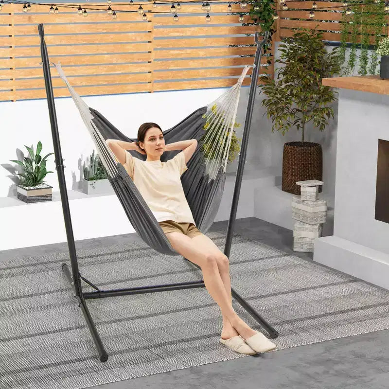 Costway Chaise hamac reglable avec support, 6 positions reglables, poche de rangement, robuste