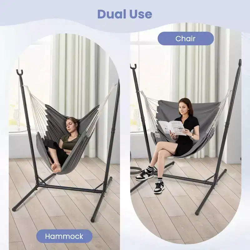 Costway Chaise hamac reglable avec support, 6 positions reglables, poche de rangement, robuste