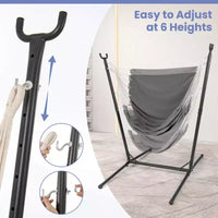 Costway Chaise hamac reglable avec support, 6 positions reglables, poche de rangement, robuste