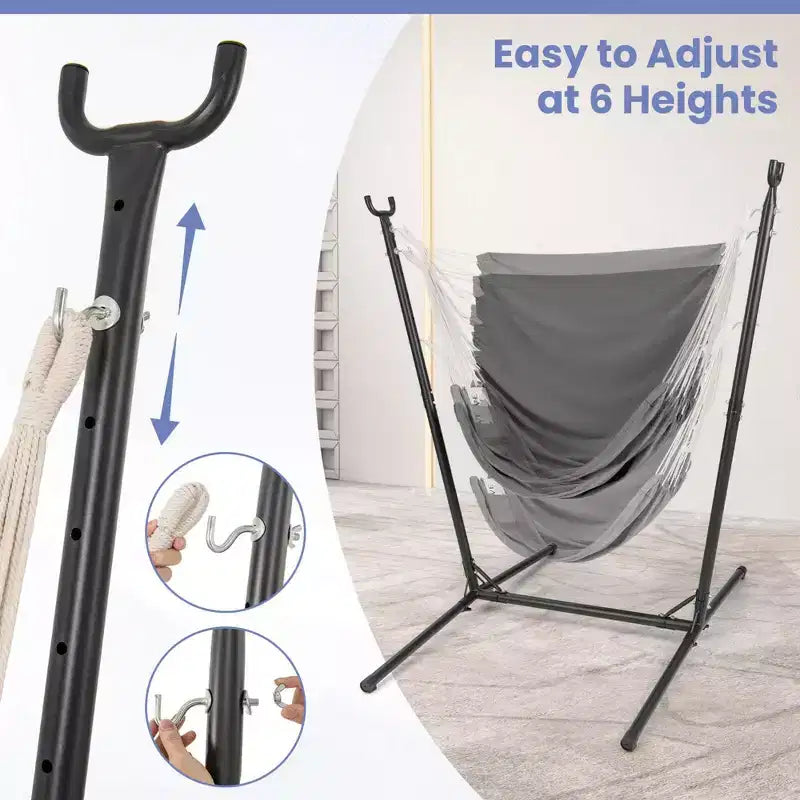 Costway Chaise hamac reglable avec support, 6 positions reglables, poche de rangement, robuste