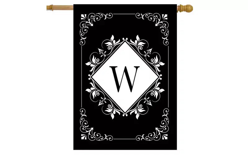 Briarwood Lane Drapeau de maison double face quotidien 40x28 pour l'extérieur, monogramme W noir et blanc