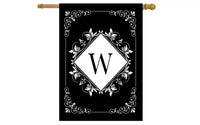 Briarwood Lane Drapeau de maison double face quotidien 40x28 pour l'extérieur, monogramme W noir et blanc