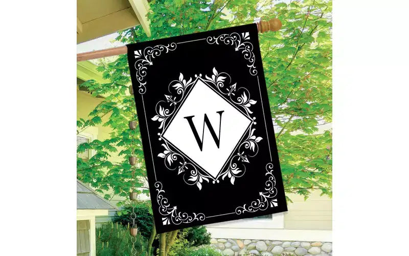 Briarwood Lane Drapeau de maison double face quotidien 40x28 pour l'extérieur, monogramme W noir et blanc