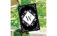 Briarwood Lane Drapeau de maison double face quotidien 40x28 pour l'extérieur, monogramme W noir et blanc
