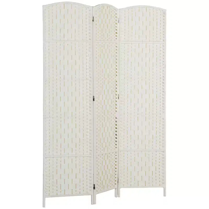 Paravent HOMCOM, Séparateur d'intimité pliable, Cloison portable en osier de 1,8 m de haut pour chambre à coucher, bureau à domicile, blanc