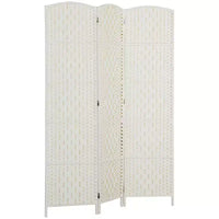 Paravent HOMCOM, Séparateur d'intimité pliable, Cloison portable en osier de 1,8 m de haut pour chambre à coucher, bureau à domicile, blanc
