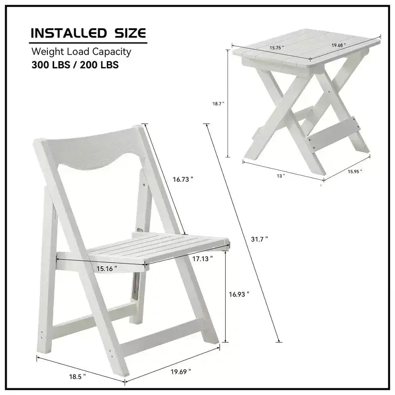 GDFStudio Matt Ensemble bistro pliable 3 pièces en polystyrène haute résistance
