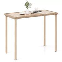 Costway Table de bar de jardin d'extérieur 48 po Hauteur comptoir, table de patio, cadre rectangulaire en métal robuste