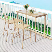 Costway Table de bar de jardin d'extérieur 48 po Hauteur comptoir, table de patio, cadre rectangulaire en métal robuste