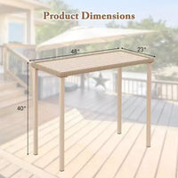 Costway Table de bar de jardin d'extérieur 48 po Hauteur comptoir, table de patio, cadre rectangulaire en métal robuste