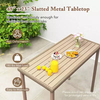 Costway Table de bar de jardin d'extérieur 48 po Hauteur comptoir, table de patio, cadre rectangulaire en métal robuste