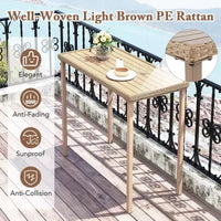 Costway Table de bar de jardin d'extérieur 48 po Hauteur comptoir, table de patio, cadre rectangulaire en métal robuste