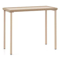 Costway Table de bar de jardin d'extérieur 48 po Hauteur comptoir, table de patio, cadre rectangulaire en métal robuste
