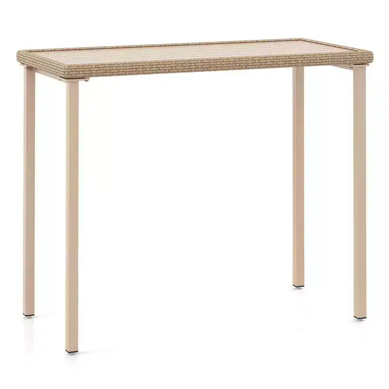 Costway Table de bar de jardin d'extérieur 48 po Hauteur comptoir, table de patio, cadre rectangulaire en métal robuste