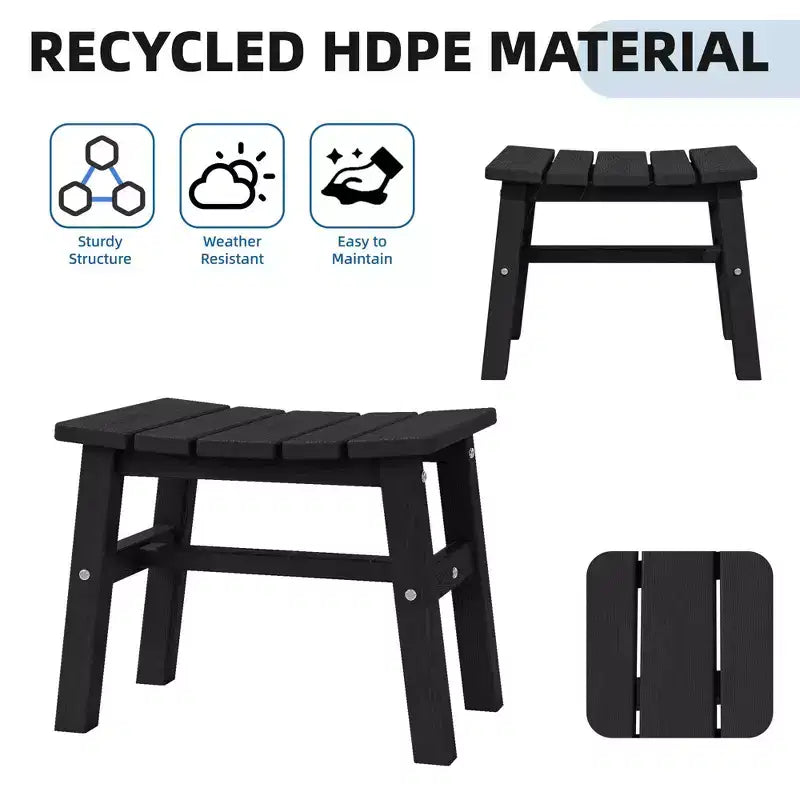 Hyleory Ottoman portable en HDPE, tabouret d'extérieur courbe ergonomique