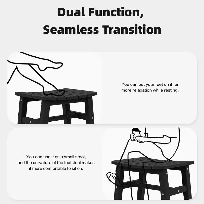 Hyleory Ottoman portable en HDPE, tabouret d'extérieur courbe ergonomique