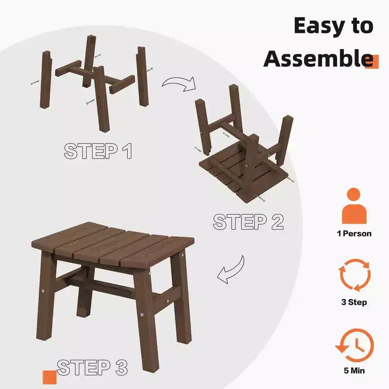 Hyleory Ottoman portable en HDPE, tabouret d'extérieur courbe ergonomique