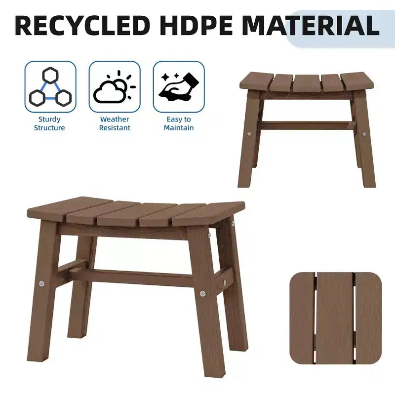 Hyleory Ottoman portable en HDPE, tabouret d'extérieur courbe ergonomique