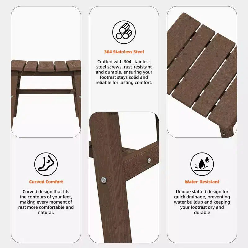 Hyleory HDPE Ottoman portable, tabouret d'extérieur ergonomique incurvé