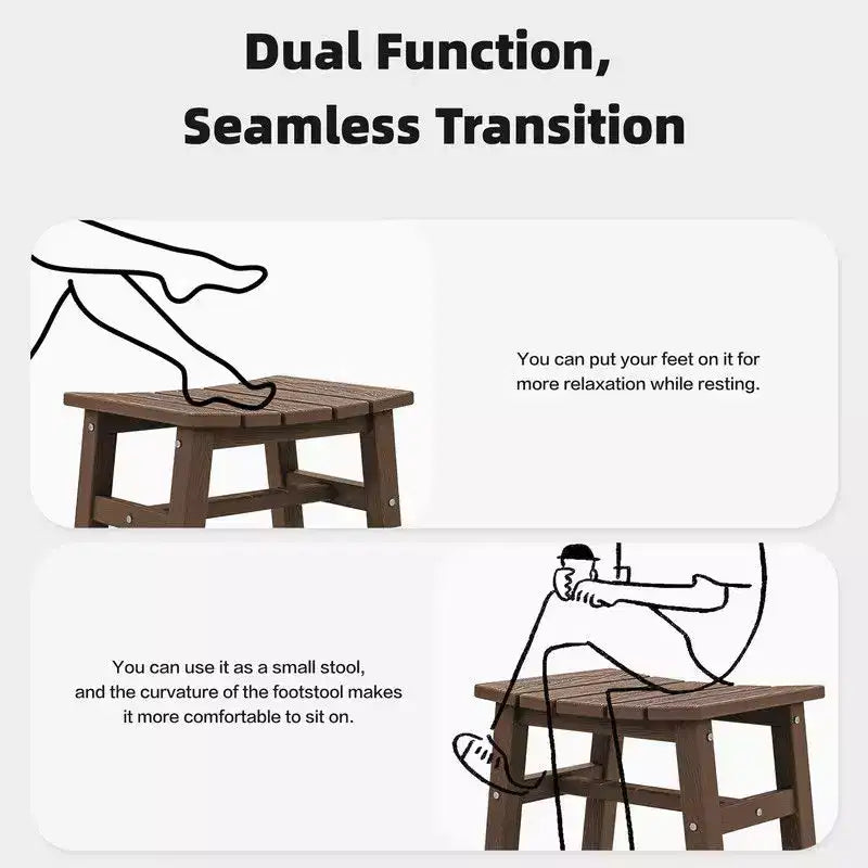 Hyleory HDPE Ottoman portable, tabouret d'extérieur ergonomique incurvé
