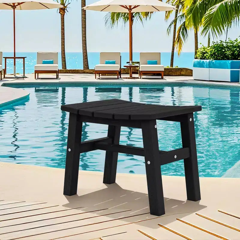 Hyleory Ottoman portable en HDPE, tabouret d'extérieur courbe ergonomique