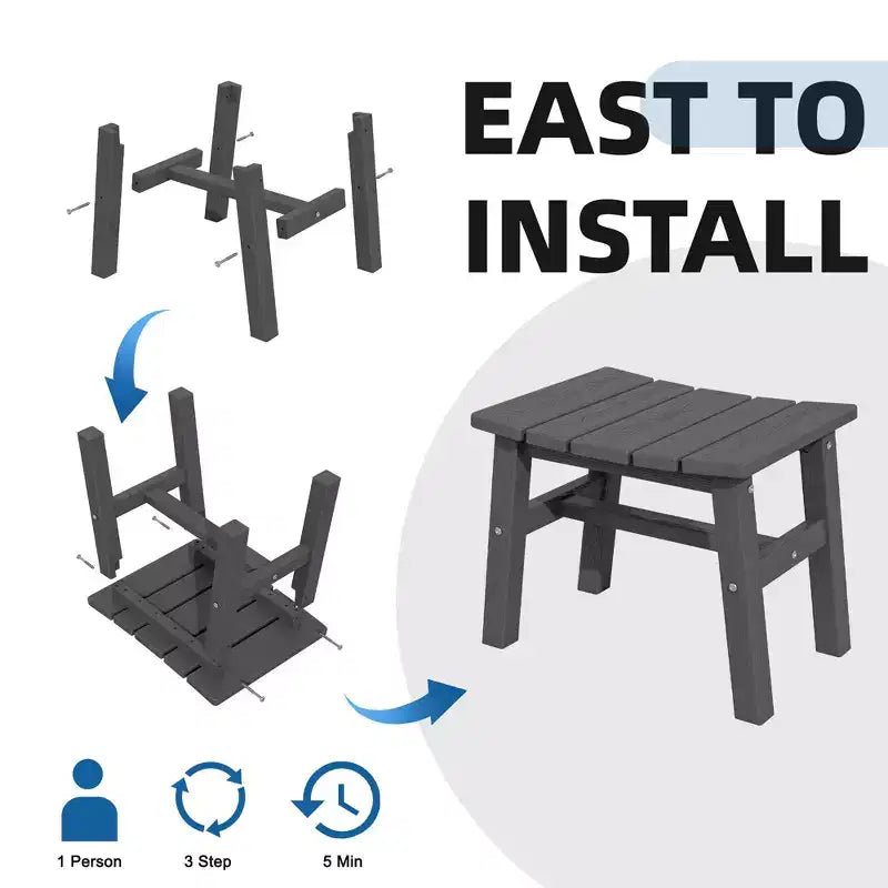 Hyleory Ottoman portable en HDPE, tabouret d'extérieur courbe ergonomique