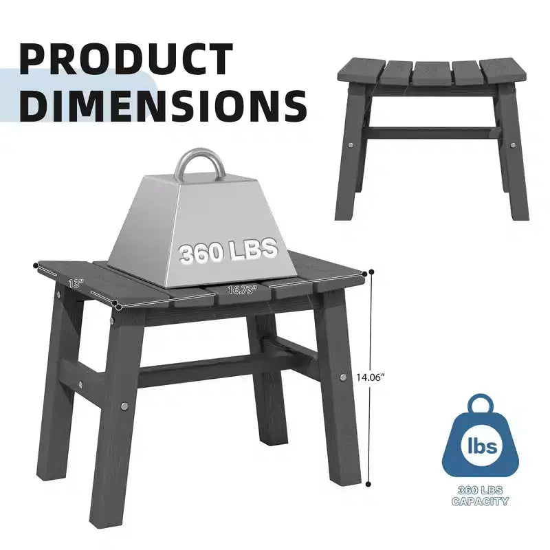 Hyleory Ottoman portable en HDPE, tabouret d'extérieur courbe ergonomique